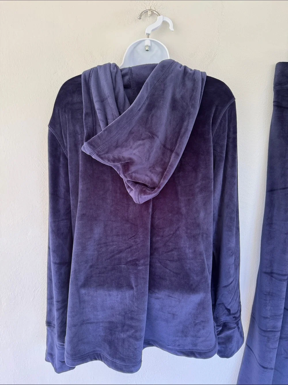 Pajamagram navy blue velour matching wide leg pants hoodie lounge set medium